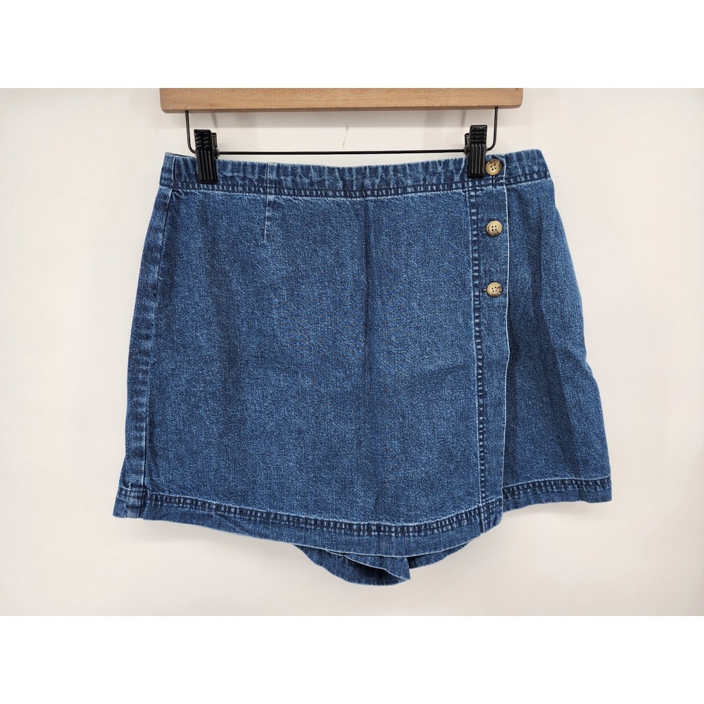 Sonoma Jean Company Blue Denim Skort Side Button Wrap Size 10 Y2K Preppy